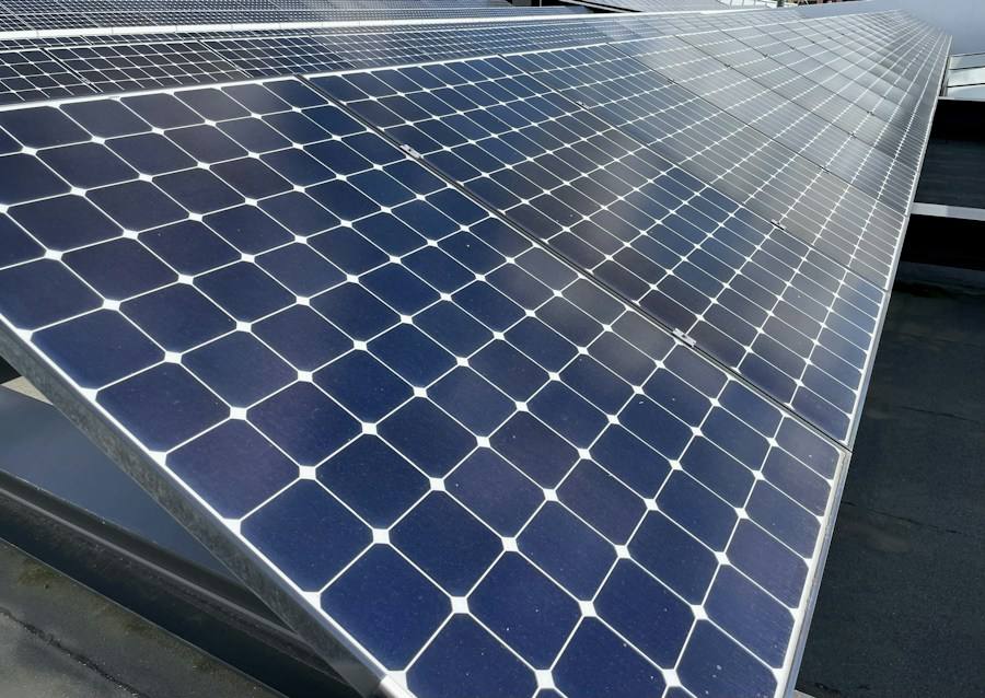 Close-up of a solar module surface, representative image